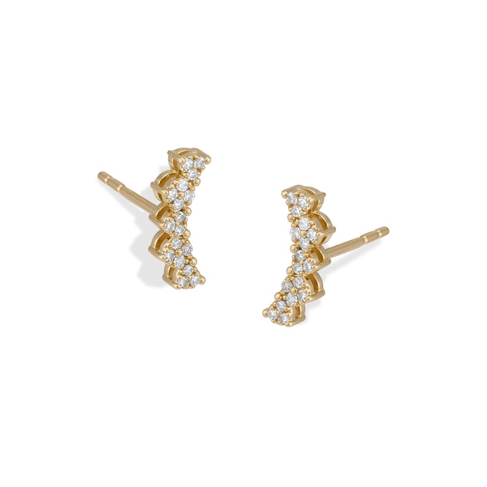 Diamond Curved Crawler Stud Earrings in 14K Yellow Gold (1/10 ct. tw.) – Image 1 of 2