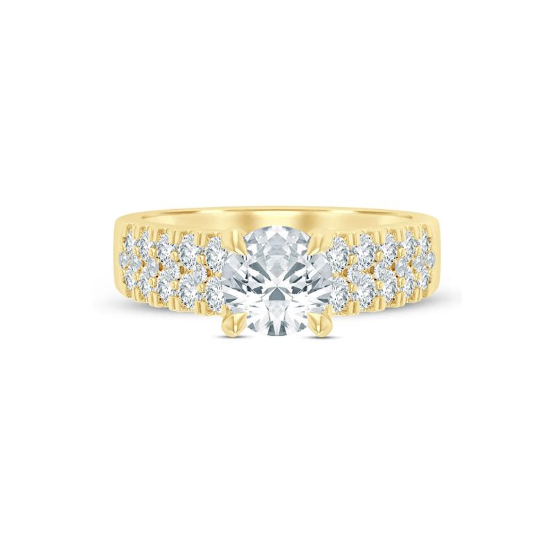 Lab Grown Diamond Double-Row Semi-Mount Ring in 14K Yellow Gold &#40;1 ct. tw.&#41; – Image 1 of 6