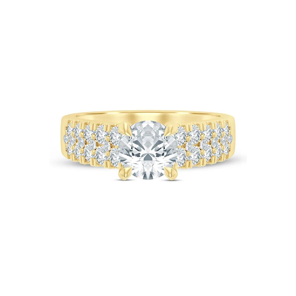 Lab Grown Diamond Double-Row Semi-Mount Ring in 14K Yellow Gold (1 ct. tw.) – Image 1 of 6