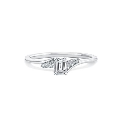 Lab Grown Diamond Emerald Center Promise Ring in 10K White Gold (3/8 ct. tw.)