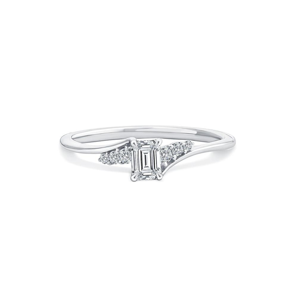 Lab Grown Diamond Emerald Center Promise Ring in 10K White Gold (3/8 ct. tw.) – Image 1 of 4