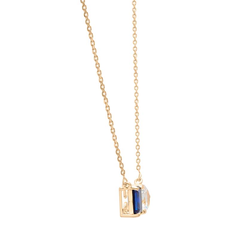 Lab-Created Blue Sapphire and Lab-Created White Sapphire Toi et Moi Two-Stone Necklace in Vermeil – Image 3 of 5