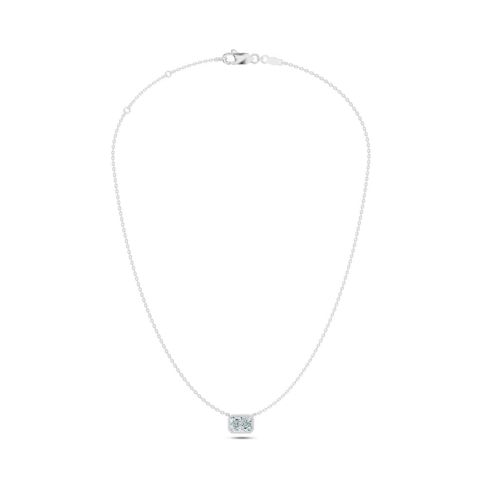 Lab Grown Diamond Bezel-Set East-West Radiant Pendant in 14K White Gold (3 ct.) – Image 3 of 4