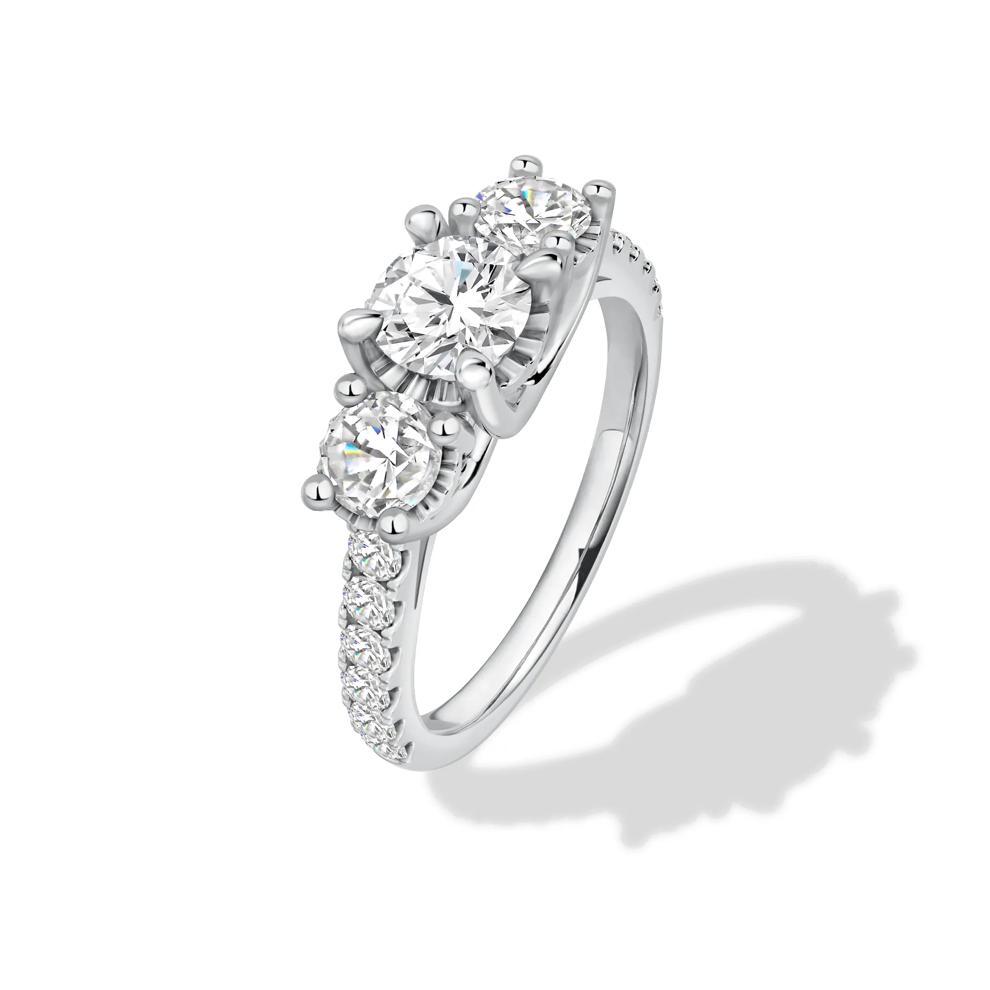 Diamond Round Center Three-Stone Ring in 14K White Gold (1 ct. tw.) – Image 4 of 4