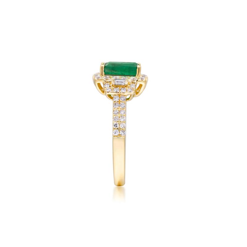 Emerald-Cut Emerald and Diamond Ring in 14K Yellow Gold &#40;5/8 ct. tw.&#41; – Image 3 of 4