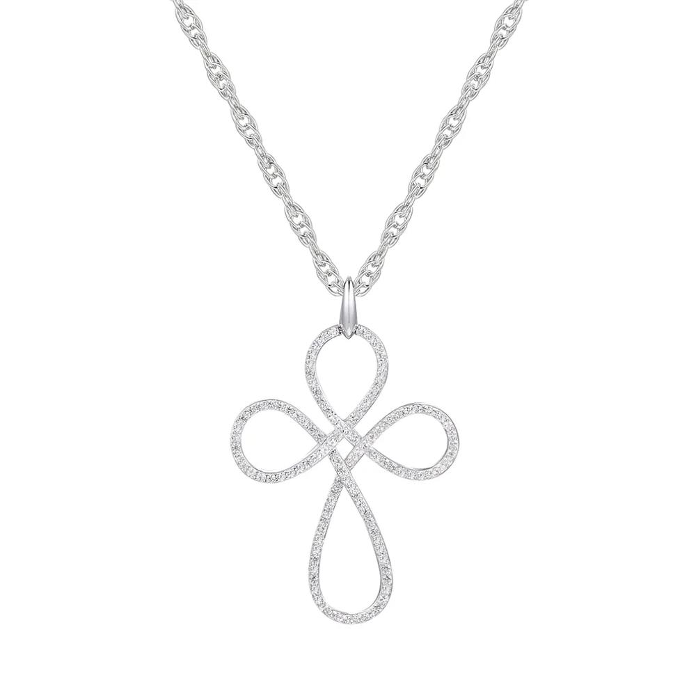Diamond Cross Pendant with Loop Design in 10K White Gold (1/2 ct. tw.) – Image 1 of 3