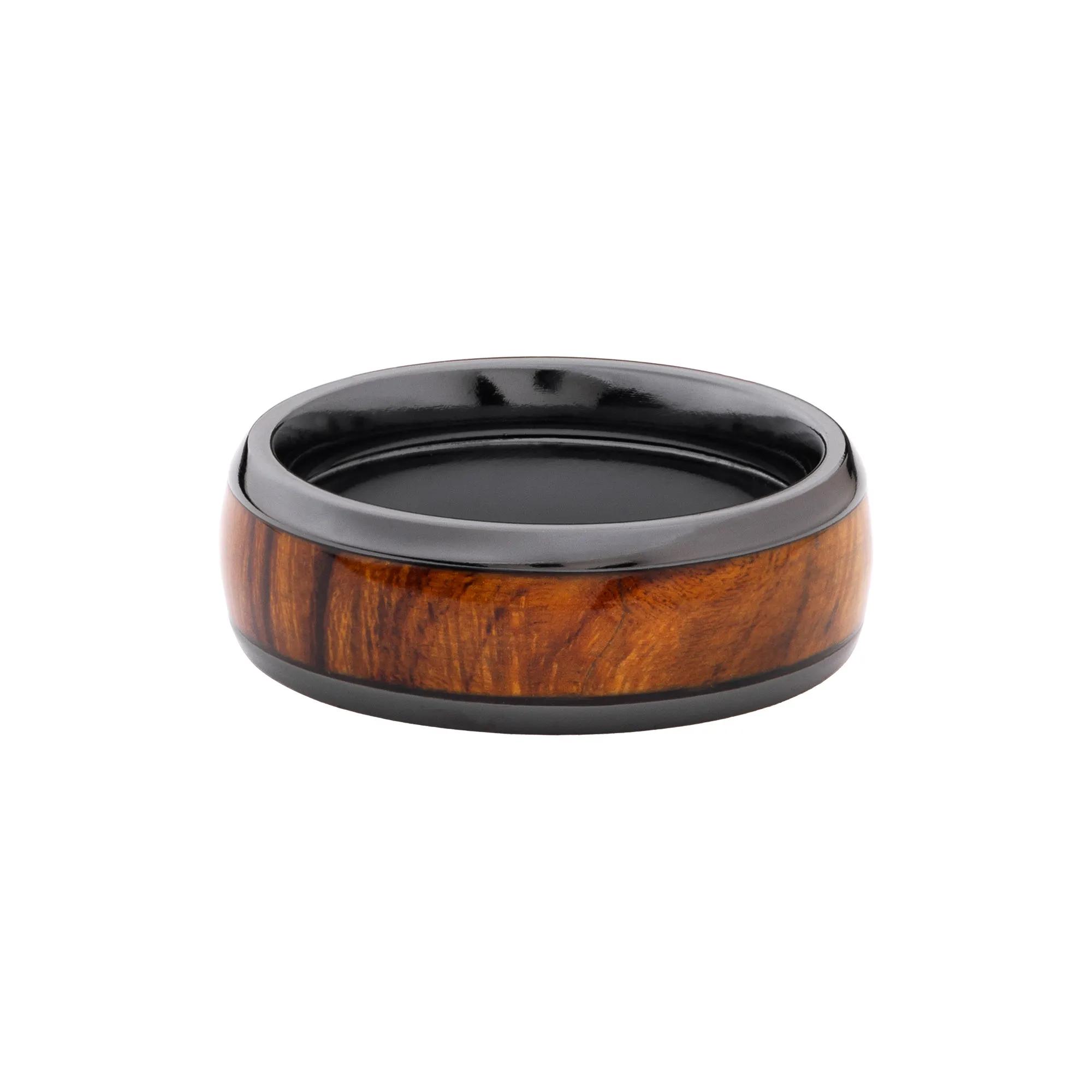 Lashbrook® Men’s Black Zirconium & Desert Iron Wood Wedding Band