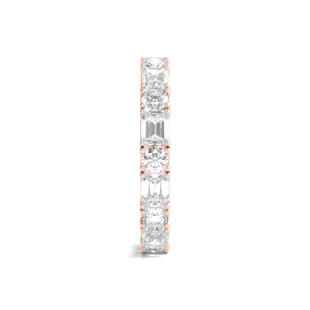 Round and Emerald-Cut Lab Grown Diamond Eternity Band in 14k Rose Gold (3 ct. tw.) – Image 3 of 3