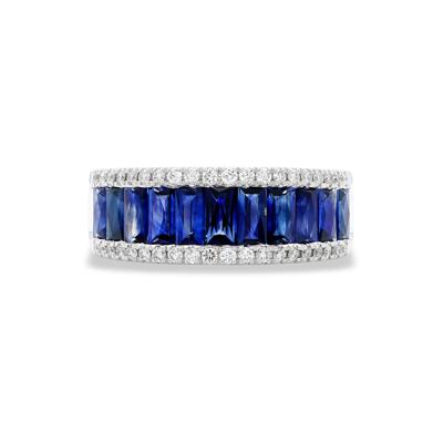 Blue Sapphire & Diamond Band in 14K White Gold (1/4 ct. tw.)