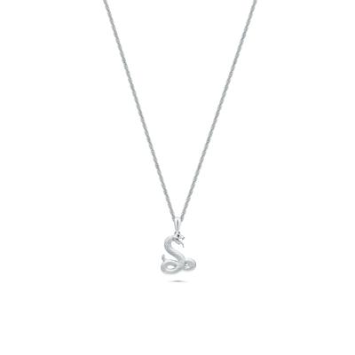 Men's Black Diamond Accent Snake Pendant Necklace in Sterling Silver