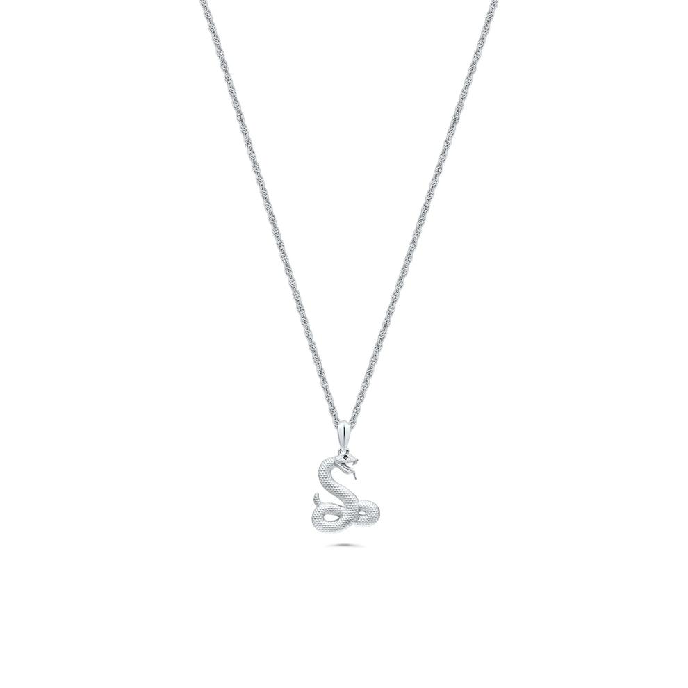 Men's Black Diamond Accent Snake Pendant Necklace in Sterling Silver – Image 1 of 4