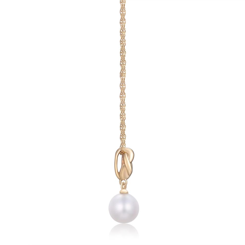 Freshwater Cultured Pearl Knot Pendant in 10K Yellow Gold – Image 2 of 3