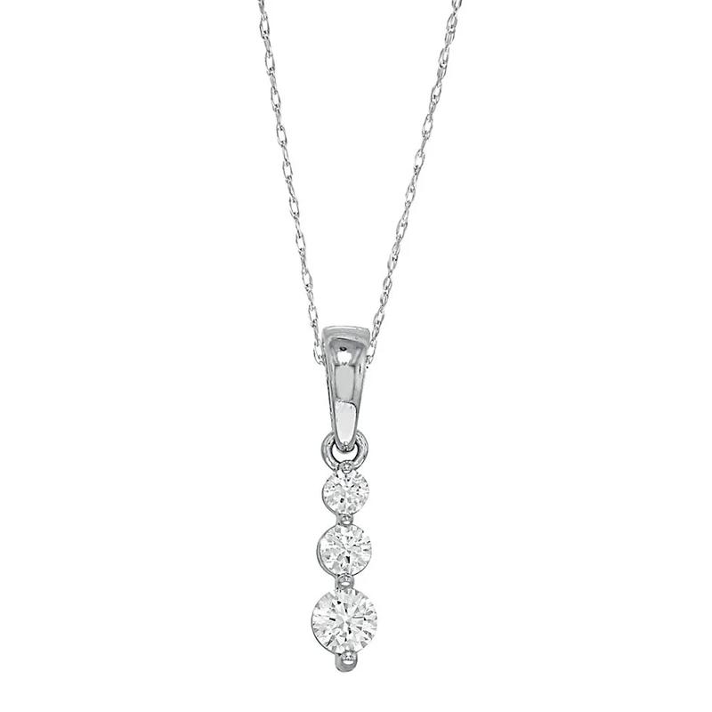 1/4 ct. tw. Diamond Three-Stone Pendant in 10K White Gold – Image 1 of 1