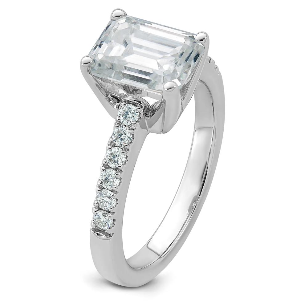 Lab-Created Moissanite Emerald-Cut Ring in 10K White Gold (2 1/2 ct. dew) – Image 3 of 3