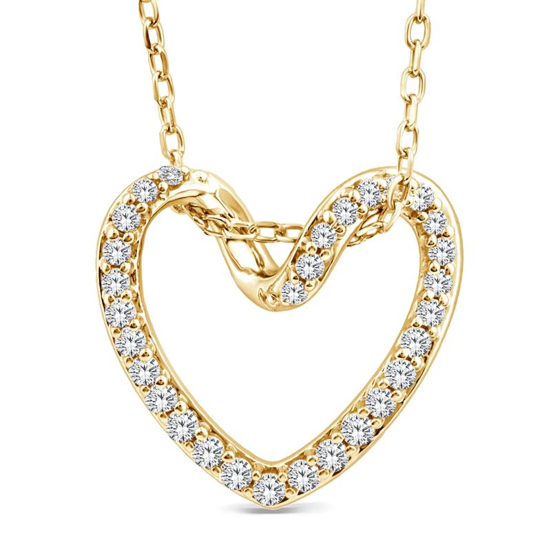Lab Grown Diamond Heart Pendant in 10K Yellow Gold &#40;1/5 ct. tw.&#41; – Image 1 of 3
