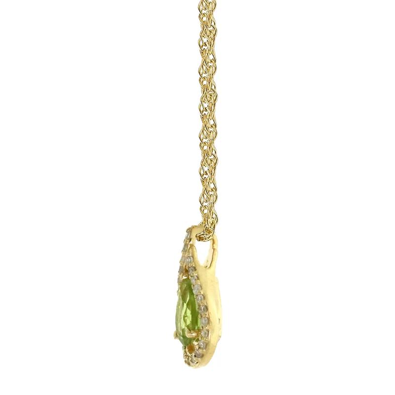 Peridot &amp; 1/8 ct. tw. Diamond Pendant in 10K Yellow Gold – Image 2 of 3