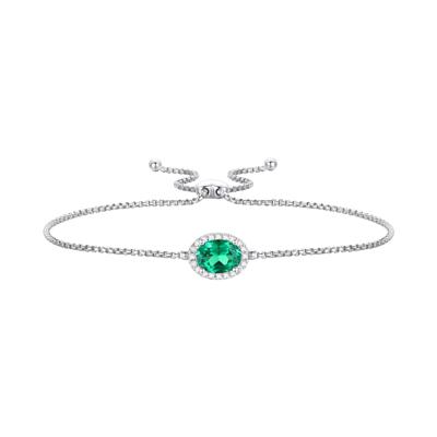 Lab Created Emerald Bolo Bracelet in Sterling Silver
