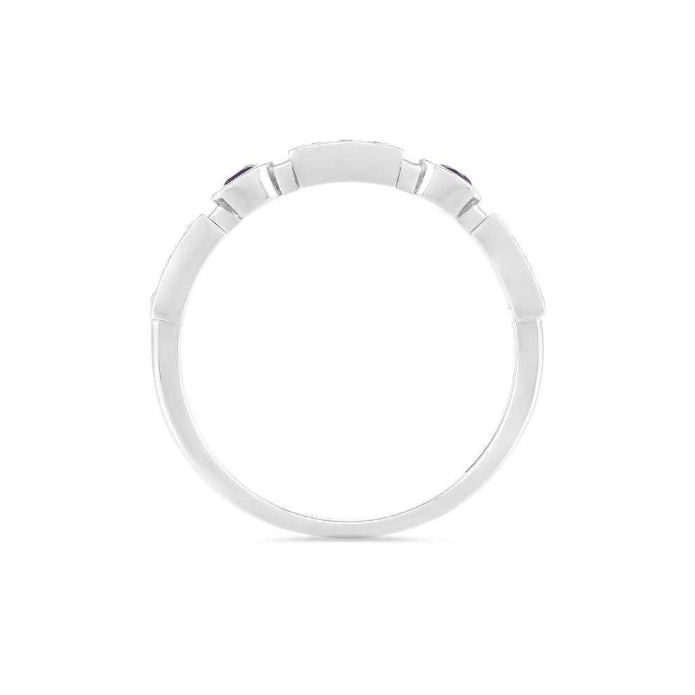 Amethyst &amp; Lab-Created White Sapphire Stack Ring in Sterling Silver – Image 2 of 4