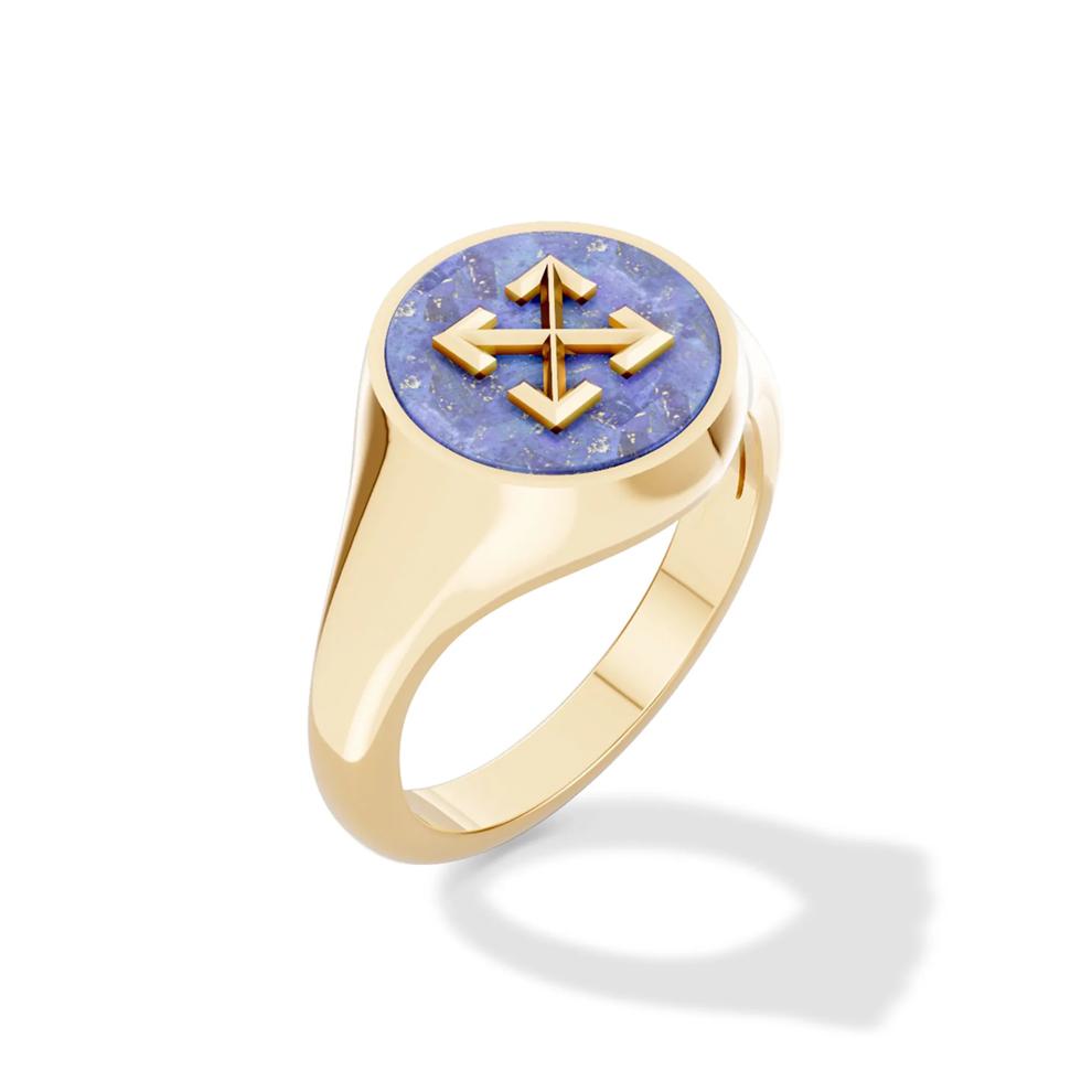 Men's Lapis Arrow Design Ring in Vermeil – Image 4 of 4