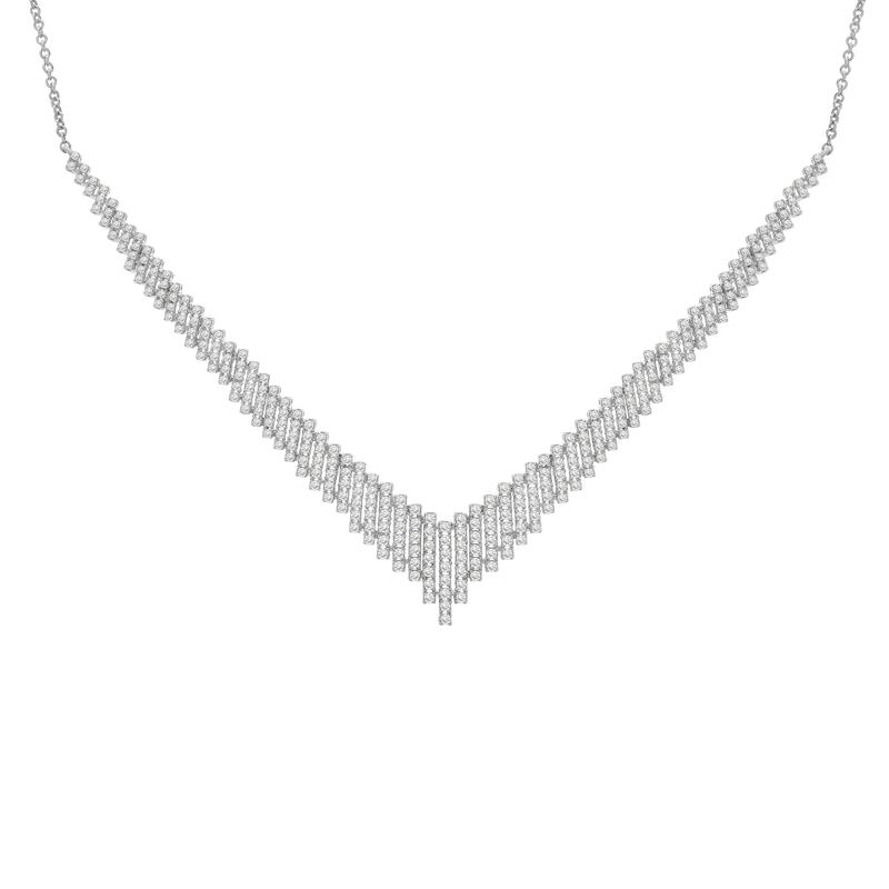 Diamond Graduated V Necklace in 10K White Gold &#40;1 ct. tw.&#41; – Image 1 of 4