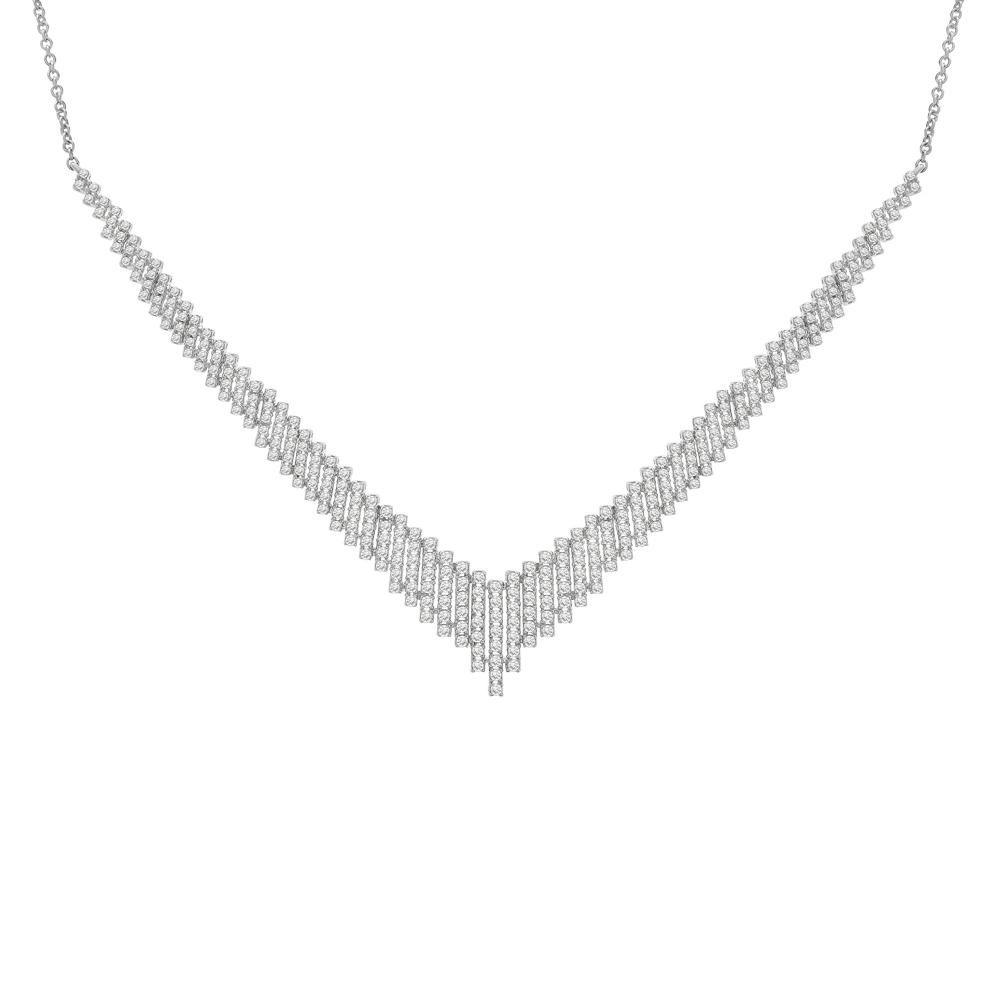 Diamond Graduated V Necklace in 10K White Gold (1 ct. tw.) – Image 1 of 4