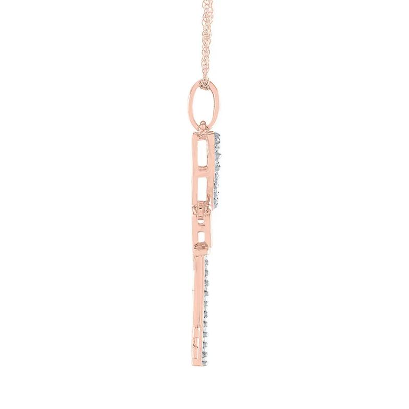 Diamond Heart Key Pendant in 10K Rose Gold – Image 2 of 2