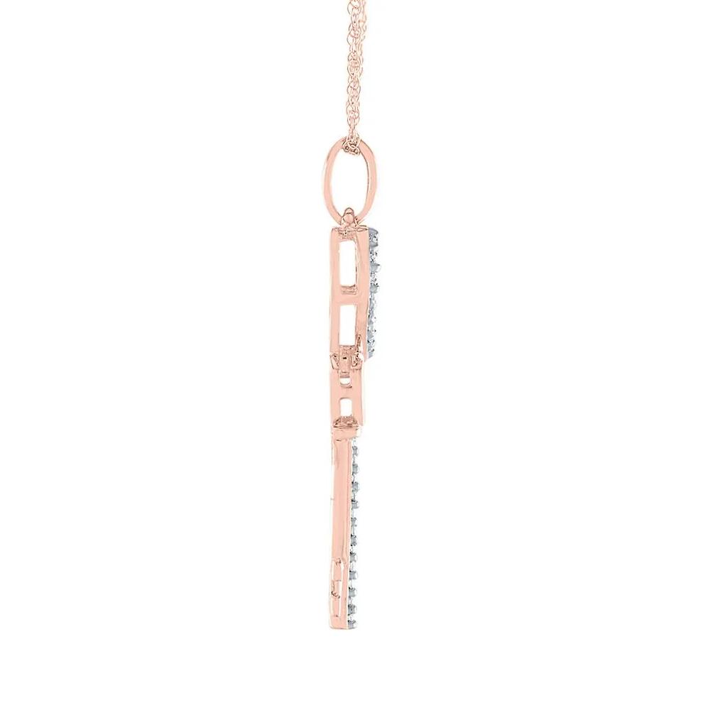 Diamond Heart Key Pendant in 10K Rose Gold – Image 2 of 2