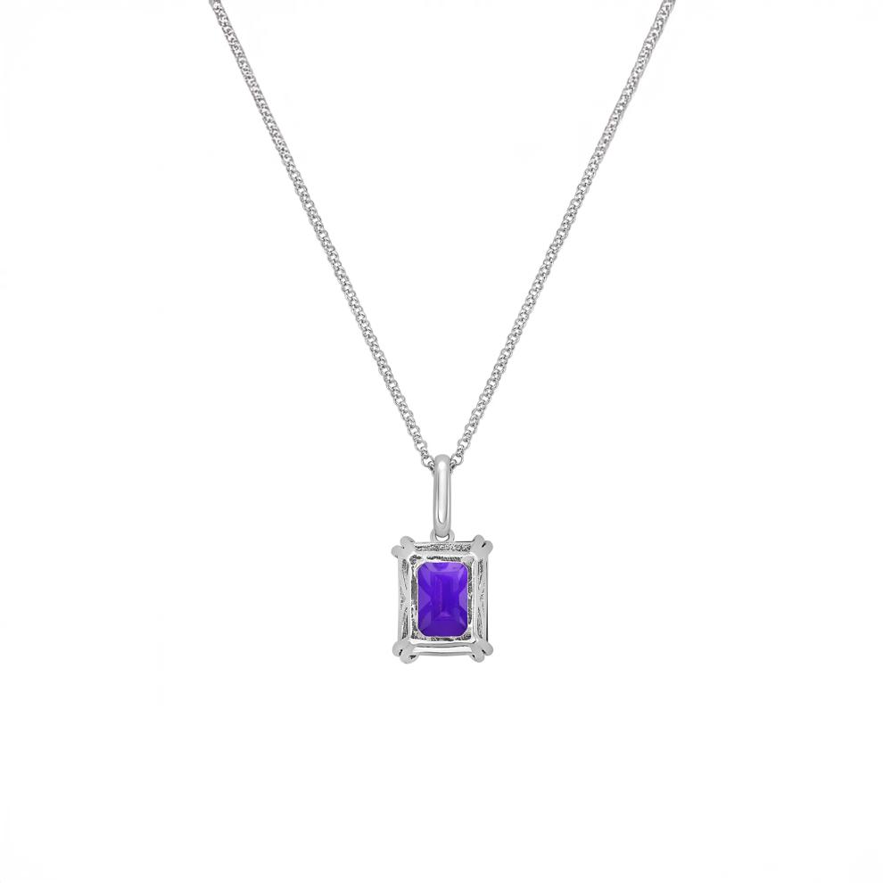 Amethyst and Diamond Pendant in Sterling Silver – Image 3 of 4