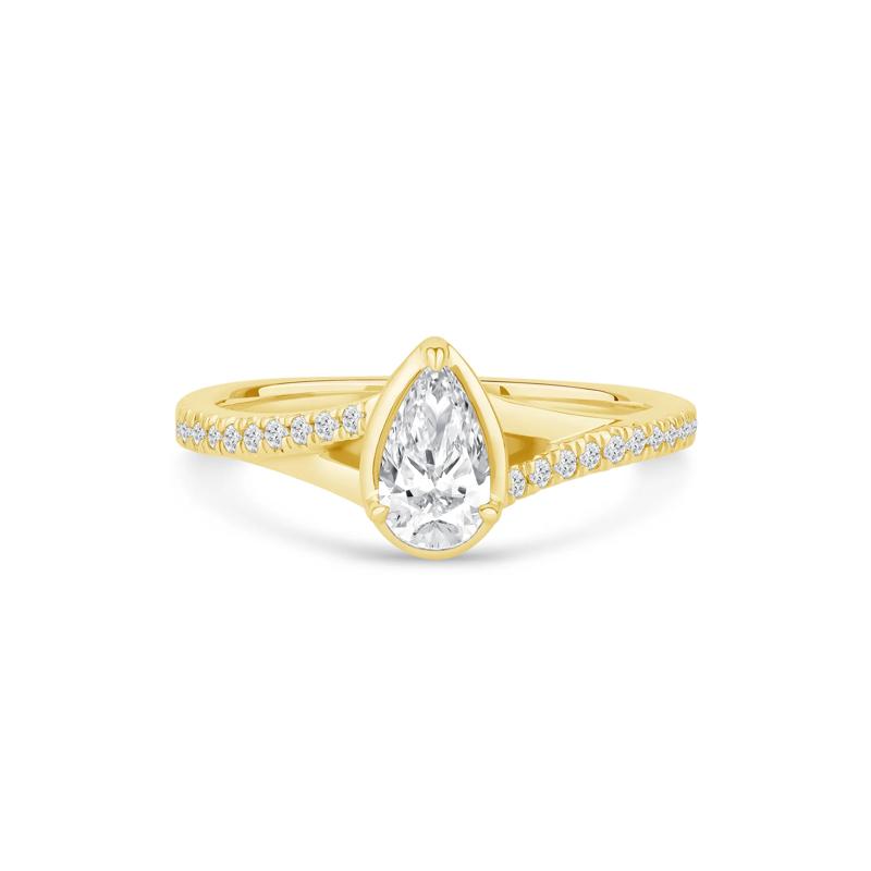 Pear-Shaped Diamond Engagement Ring in 14K Yellow Gold &#40;5/8 ct. tw.&#41; – Image 1 of 4