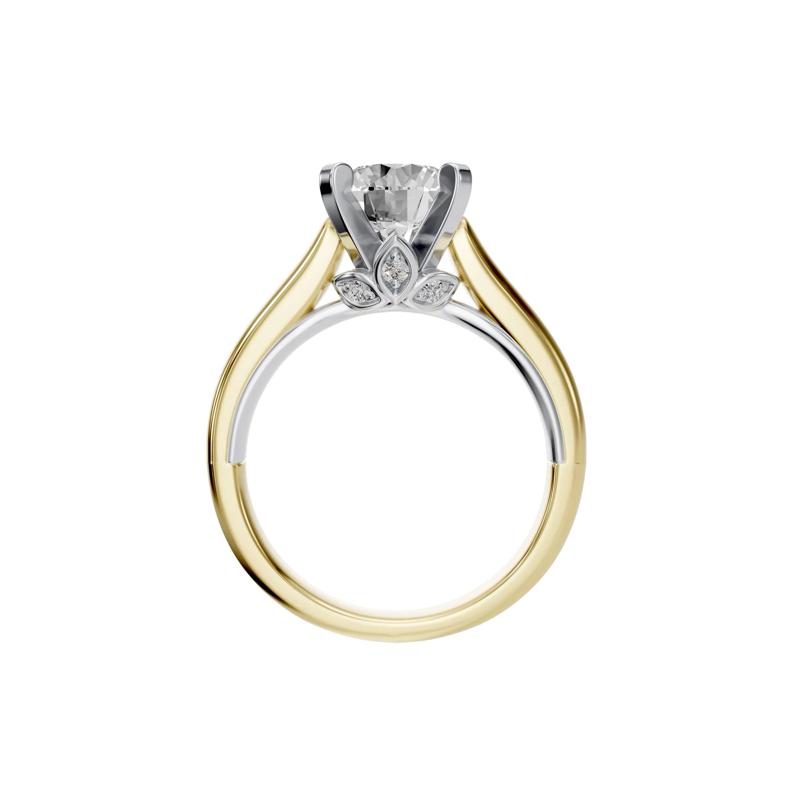 Lab Grown Diamond Accent Semi-Mount Engagement Ring in 14K White and Yellow Gold &#40;Setting Only&#41; – Image 3 of 8