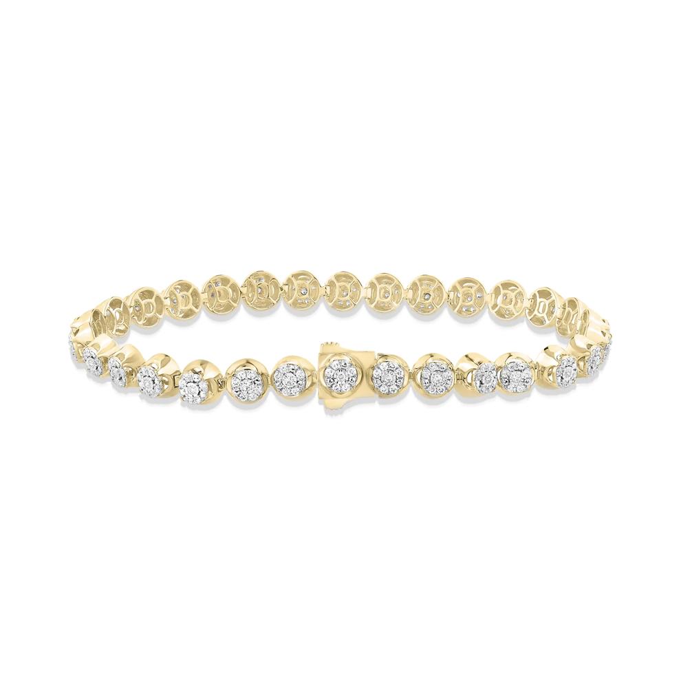 Men's Lab Grown Diamond Cluster Tennis Bracelet in 10K Yellow Gold, 8.5" (2 ct. tw.) – Image 2 of 2
