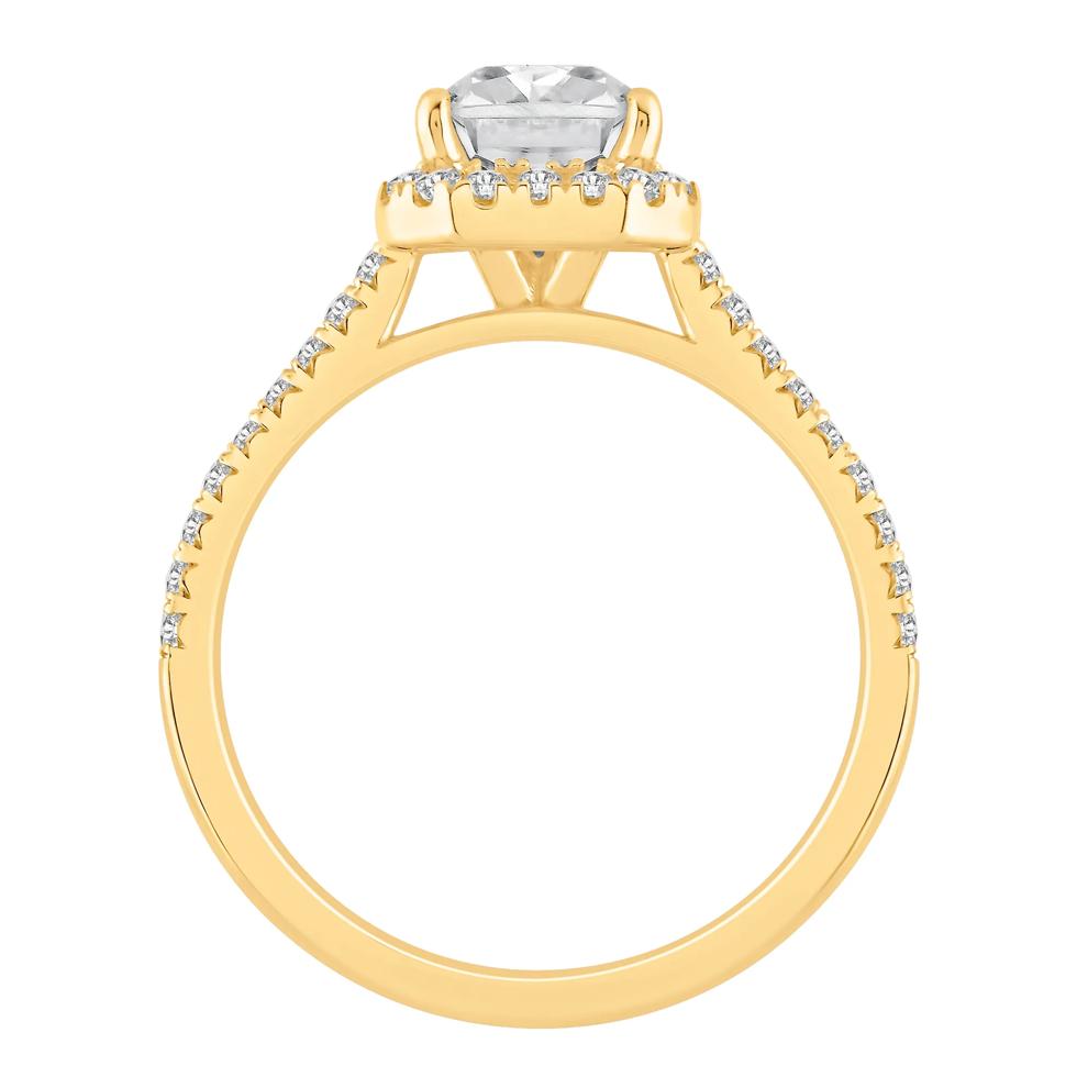 Lab Grown Diamond Radiant-Cut Halo Engagement Ring in 14K Yellow Gold (3 ct. tw.) – Image 2 of 4