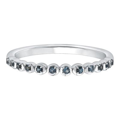 London Blue Topaz Round Band Ring in 10K White Gold