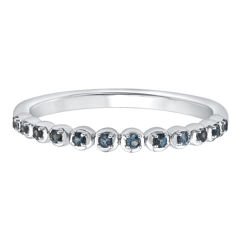 London Blue Topaz Round Band Ring in 10K White Gold – Image 1 of 3