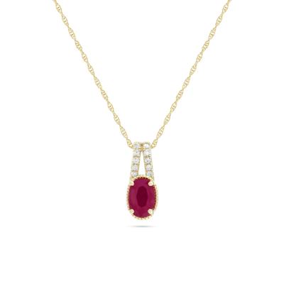 Ruby & Diamond Accent Pendant Necklace in 10K Yellow Gold