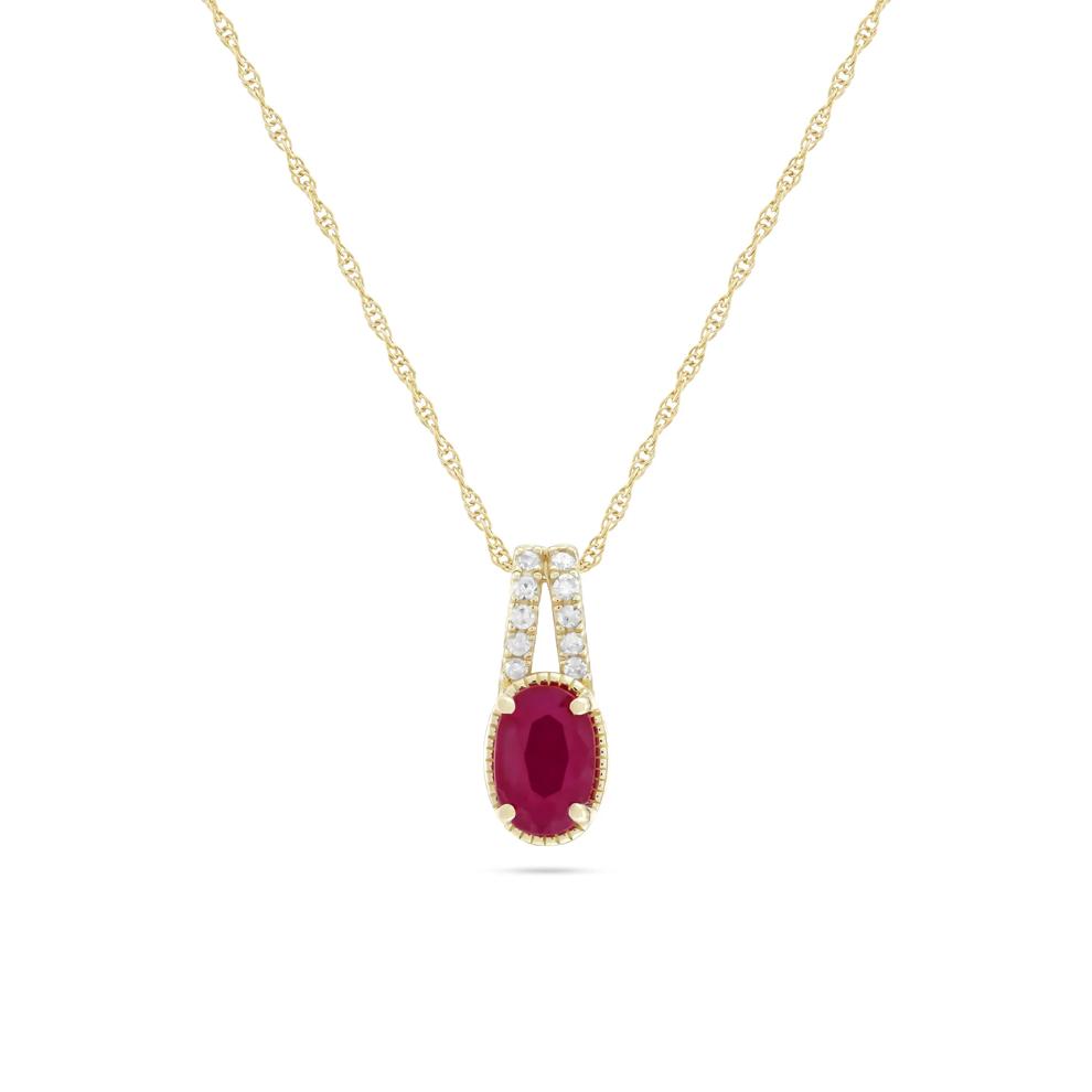 Ruby &amp; Diamond Accent Pendant Necklace in 10K Yellow Gold – Image 1 of 4