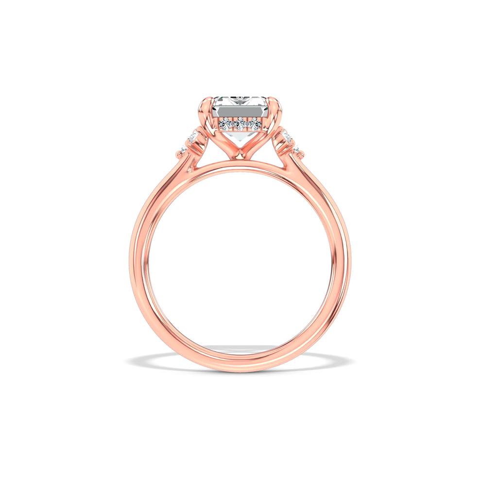 Lab Grown Diamond Emerald-Cut Center Engagement Ring in 14K Rose Gold (3 1/4 ct. tw.) – Image 2 of 4