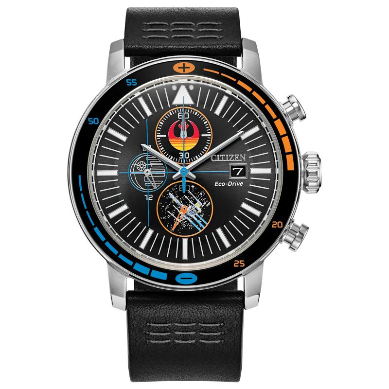 Men&#39;s Star Wars Rebel Starfighter Watch in Black Leather and Stainless Steel, 44MM – Image 1 of 5