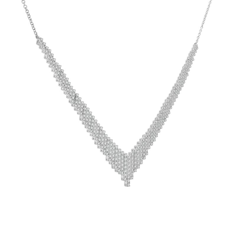 Diamond Graduated V Necklace in 10K White Gold &#40;1 ct. tw.&#41; – Image 2 of 4