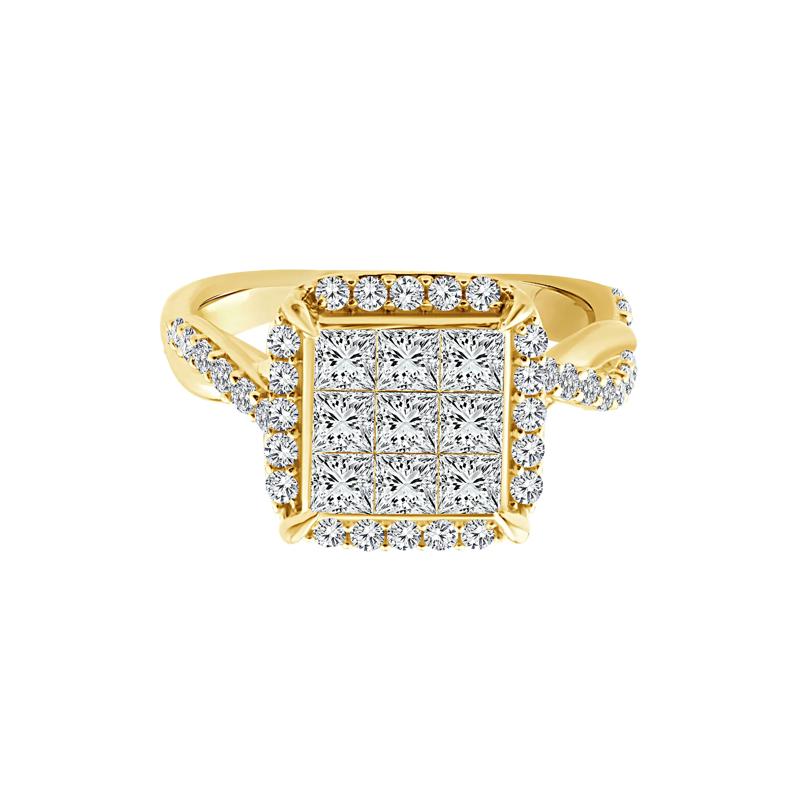 Diamond Composite Halo Engagement Ring in 10K Yellow Gold (1 1/3 ct. tw.) – Image 1 of 3