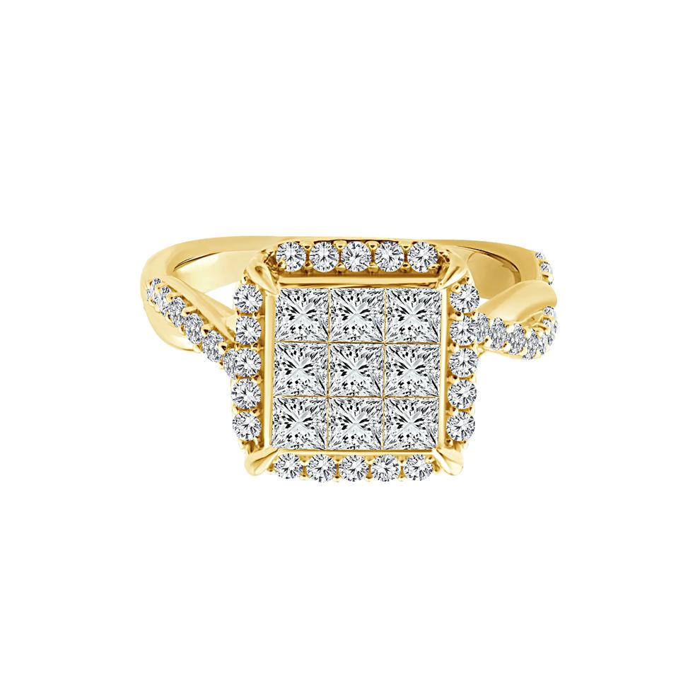 Diamond Composite Halo Engagement Ring in 10K Yellow Gold (1 1/3 ct. tw.) – Image 1 of 3