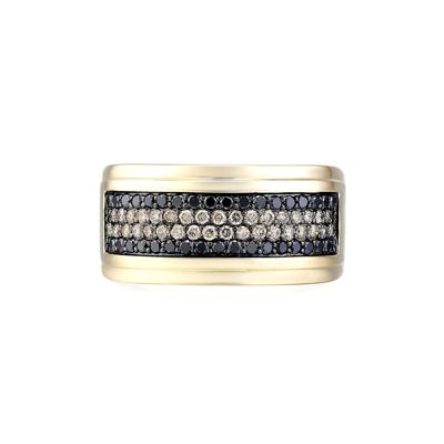 Men's 1 ct. tw. Black & Champagne Diamond Ring in 10K Yellow Gold