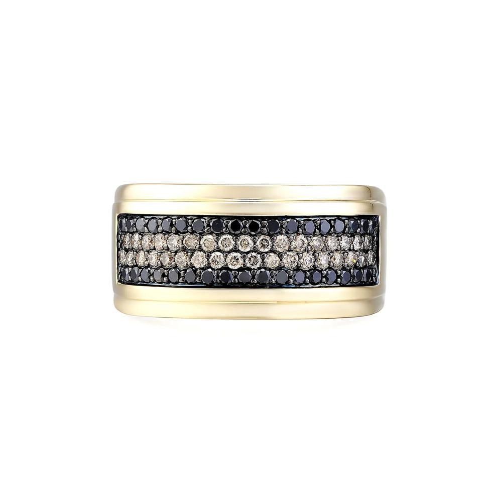Men's 1 ct. tw. Black &amp; Champagne Diamond Ring in 10K Yellow Gold – Image 1 of 3