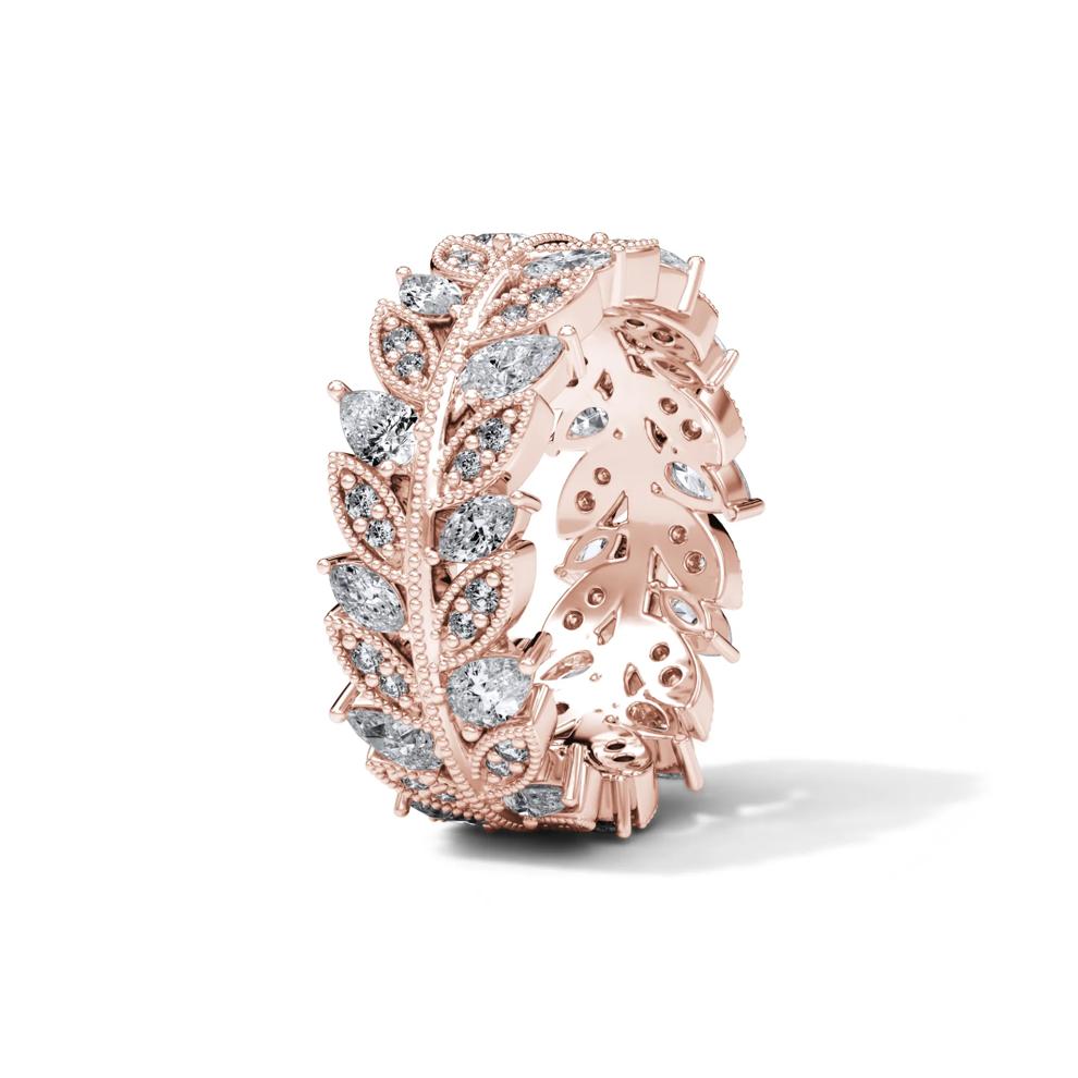 Diamond Multi-Shape Floral Eternity Band in 14K Rose Gold (1 1/2 ct. tw.) – Image 3 of 4