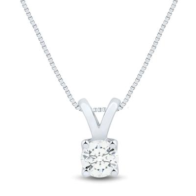 Lab Grown Diamond Round Solitaire Pendant In 14K Gold