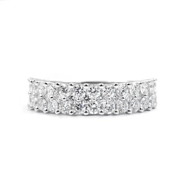 Lab Grown Diamond Double Row Anniversary Band in 10K White Gold (2 ct. tw.) – Image 1 of 3