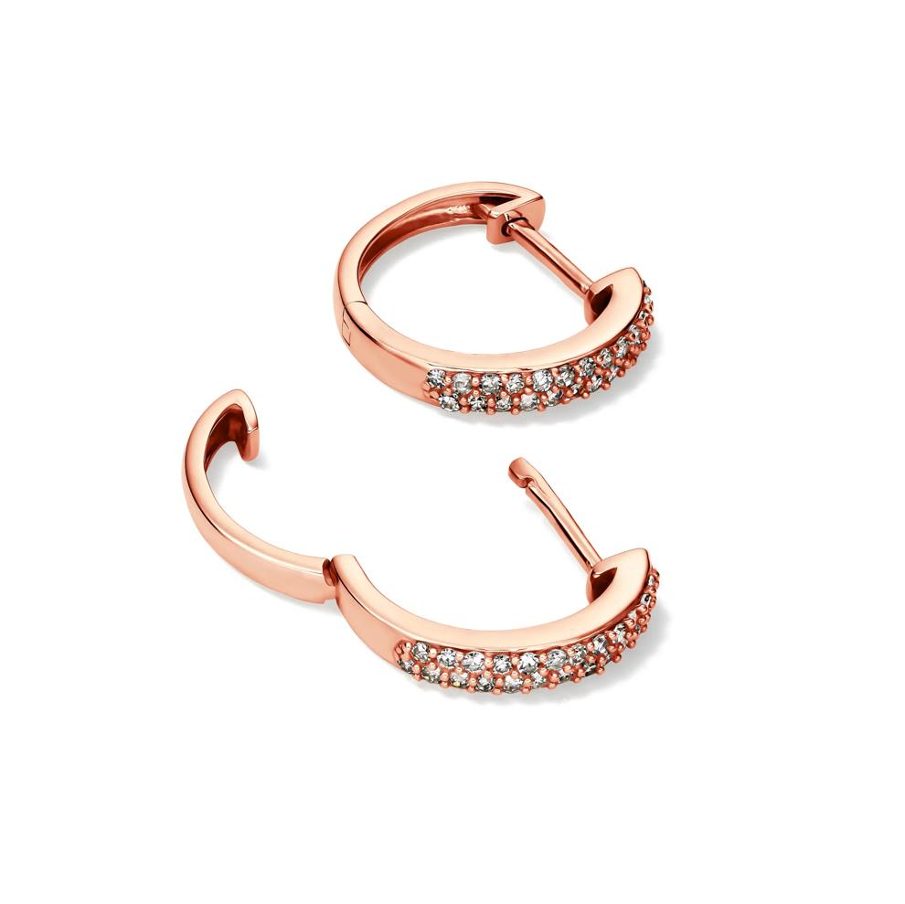 1/4 ct. tw. Diamond Hoop Earrings in 10K Rose Gold – Image 2 of 2