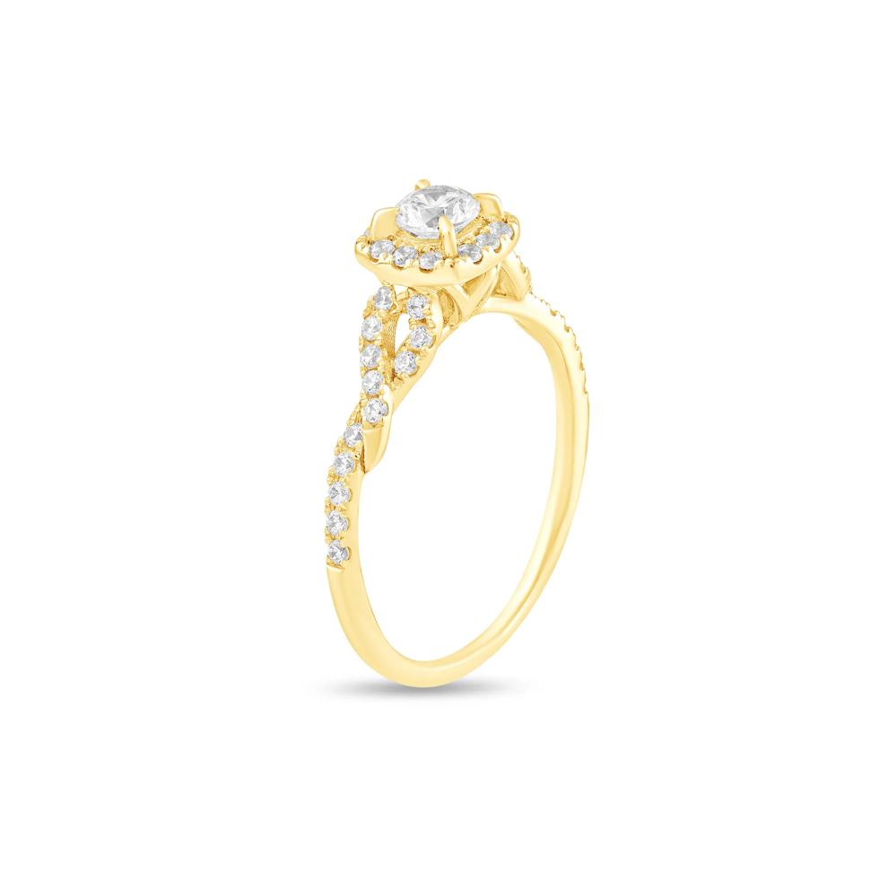 Diamond Round Center Halo Engagement Ring in 10K Yellow Gold (1/2 ct. tw.) – Image 4 of 4