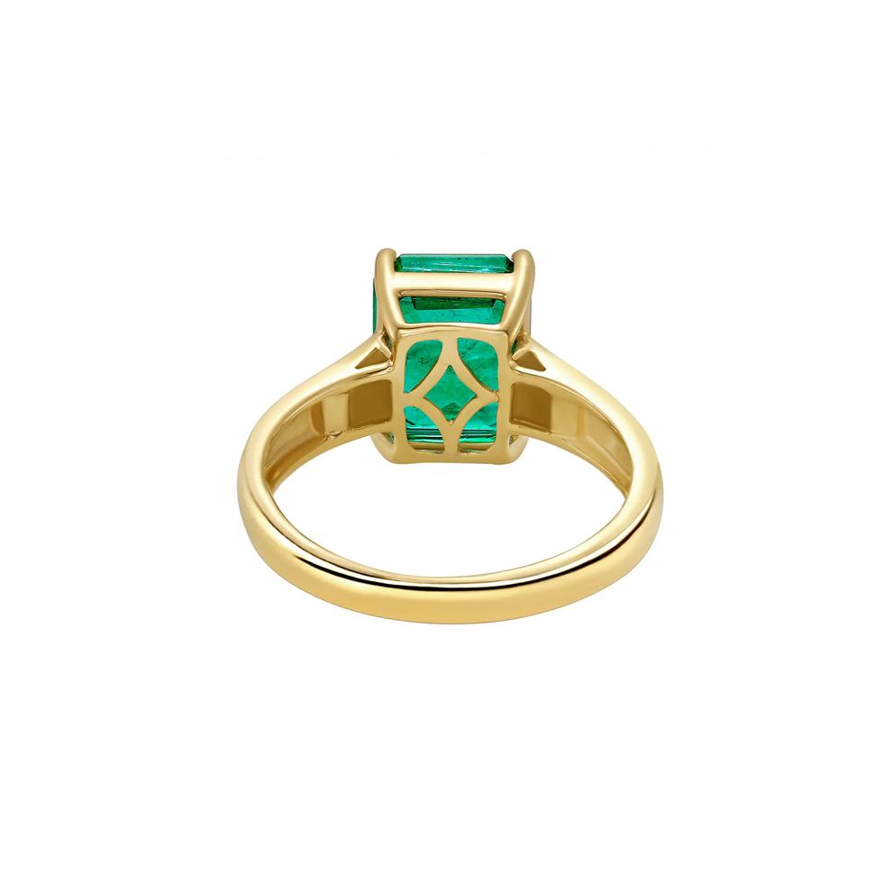Emerald and Diamond Ring in 14K Yellow Gold (1/5 ct. tw.) – Image 4 of 4