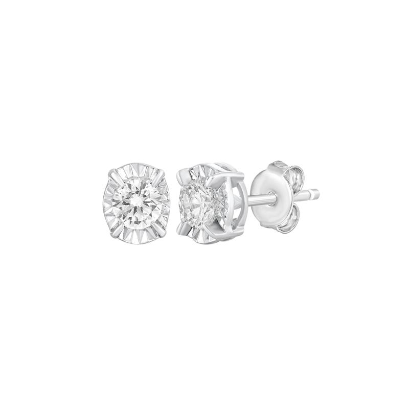 Oval Diamond Stud Earrings in 10K White Gold &#40;1/2 ct. tw.&#41; – Image 1 of 2